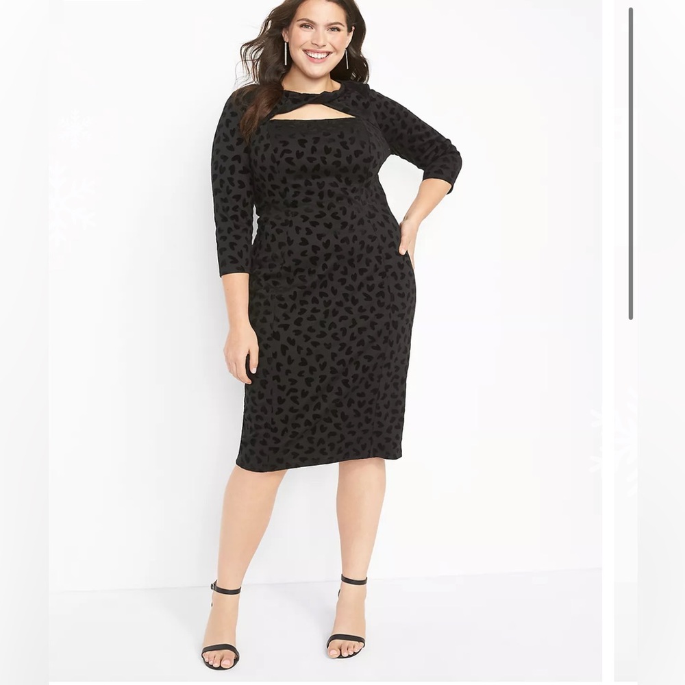 Lane Bryant Black Textured Long Sleeve Dress Size 20 Plus Womens Elegant Bodycon